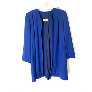 Vtg Valentino Womens Jacket Skirt Set 12 Blue Italy Cape Knee Length Elegant